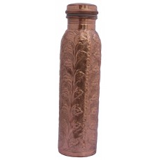 Pure cupper water bottle to drink neutral, purified and Pranik pure water, decorated, from Nepal - Medium size