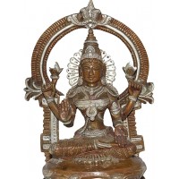 Lakshmi (Mahalakshmi) - The goddess of wealth, Super Fine Statue hand worked in Nepal, Silver and Brown Mix color - Large Size
