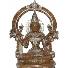 Lakshmi (Mahalakshmi) - The goddess of wealth, Super Fine Statue hand worked in Nepal, Silver and Brown Mix color - Large Size