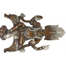 Ganesh - The Lord of Provides Prosperity, fortune and success. Best quality statue hand work in Nepal by Master Artist. Silver and Brown Mix Color - Medium Size