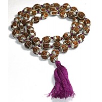 5 Faces Mala very Speical Designed (knotted and white metal plating)  (54 Beads  with 1 pcs guru beads) - Large size (12 mm) 5 Faces Mala very Speical Designed (knotted and white metal plating)  (54 Beads  with 1 pcs guru beads) - Large size (12 mm)