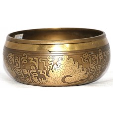 Sedna - Planetary, Therapeutic Brass Etched, Double Bajra Carved, Molded Singing Bowl - Small Size