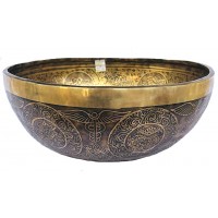 Earth Day Synodic - Planetary, Therapeutic, Handmade, Jambati, Etching, Carving (Double Bajra with Ying Yang / Flower of Life), Singing Bowl - XX Large Size Earth Day Synodic - Planetary, Therapeutic, Handmade, Jambati, Etching, Carving (Double Bajra with Ying Yang / Flower of Life), Singing Bowl - XX Large Size