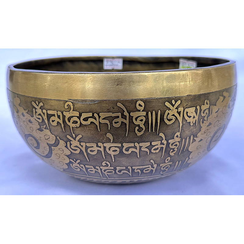 Saros Moon - Planetary, Therapeutic, Handmade, Jambati, Etching, Carving (Mantra writing / Flower Design), Singing Bowl - Medium Size