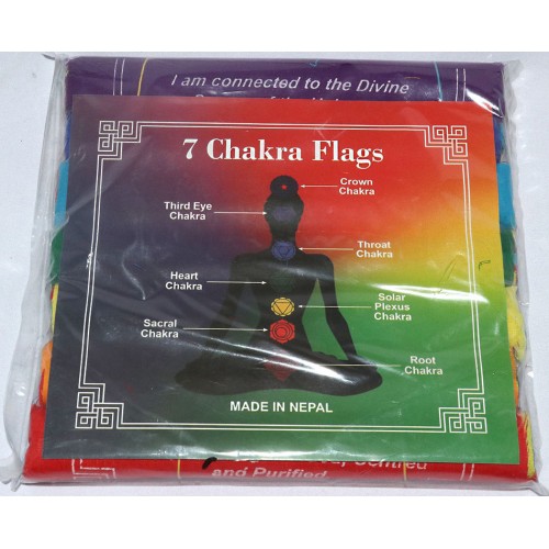 Seven Chakra Prayer Flags, Pure Cotton, Best quality Tibetan Prayer (1 packet have 7 individual flags) Flags - Medium Size