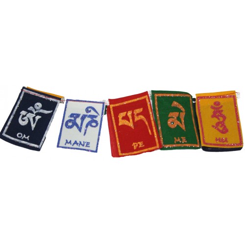 Tibetan, Hard Velvet, Best Quality, Horizontal, Door Prayer Flags (1 packet have 10 individual flags) - XX Small Size