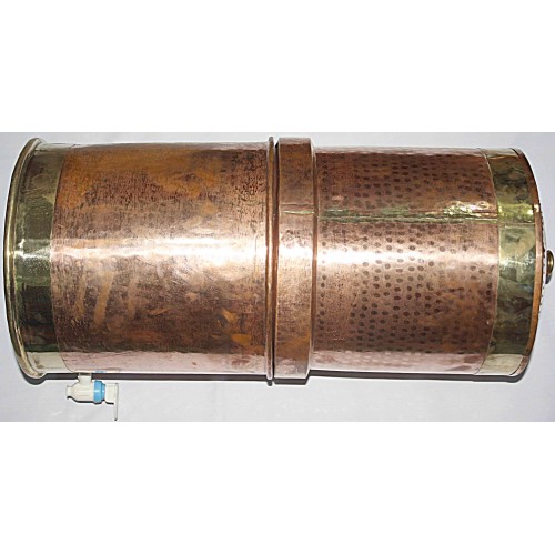 COPPER WATER FILTER WITH PURE CERAMIC CANDLES, Hand work in Nepal, murky/dirty water best purifier to neutralize from all chemicals, virus, bacteria - Medium Size