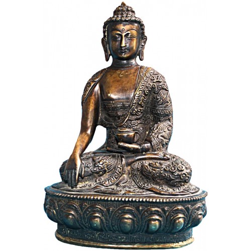 BUDDHA - Beautiful carving, Black colored, Statue, Hand worked in Nepal - Small Size