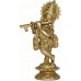 KRISHNA (Standing Krishna With Flute), Best quality statue hand work in Nepal by Master Artist. Shiny Yellow (Golden) Color - Extra Small Size