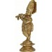 KRISHNA (Standing Krishna With Flute), Best quality statue hand work in Nepal by Master Artist. Shiny Yellow (Golden) Color - Extra Small Size