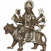 Durga (Devi/Shakti) - Principal form of the Goddess, also known as Devi and Shakti. Best quality statue hand work in Nepal Silver and Brown Mixed Color - Medium Size Durga (Devi/Shakti) - Principal form of the Goddess, also known as Devi and Shakti. Best quality statue hand work in Nepal Silver and Brown Mixed Color - Medium Size