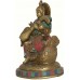 SARASHOWTI with stone and green metal, Best quality statue hand work in Nepal by Master Artist. Green, Red, Blue and Dim Yellow Mixed Color - Medium Size