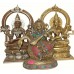 SARASHOWTI with stone and green metal, Best quality statue hand work in Nepal by Master Artist. Green, Red, Blue and Dim Yellow Mixed Color - Medium Size