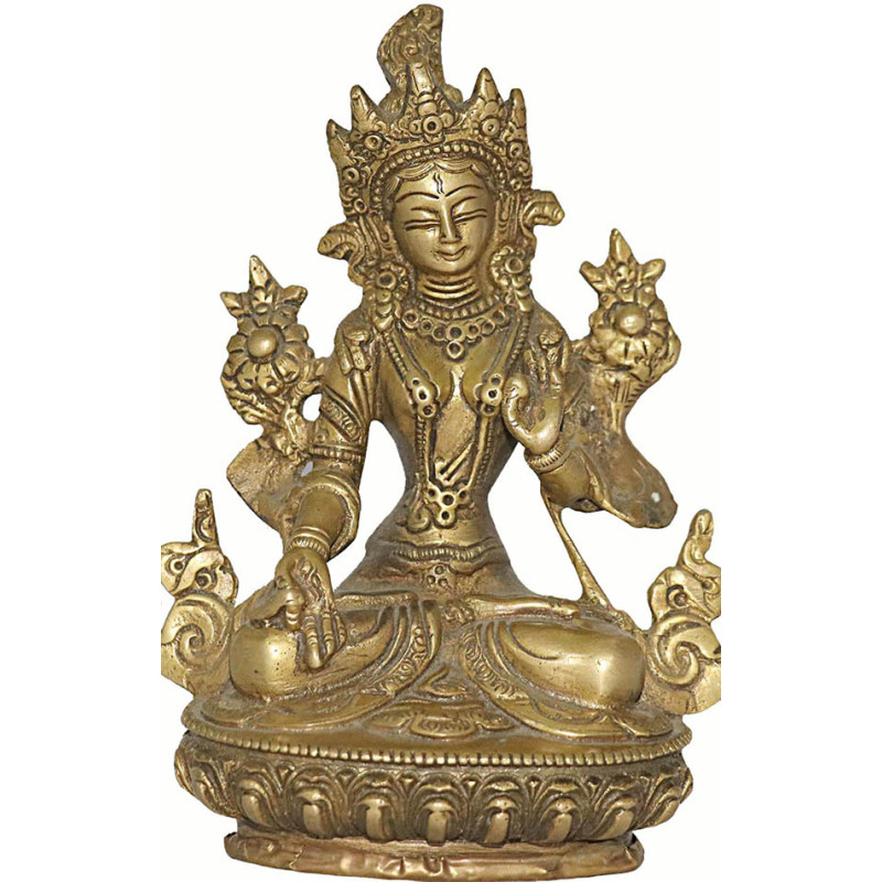 White Tara (White Saviouress) - Nepali statue hand work in Nepal (Shiny Color) - Medium Size