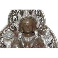 Green Tara - Nepali statue hand work in Nepal, Silver and Brown Mixed color - Large Size Green Tara - Nepali statue hand work in Nepal, Silver and Brown Mixed color - Large Size