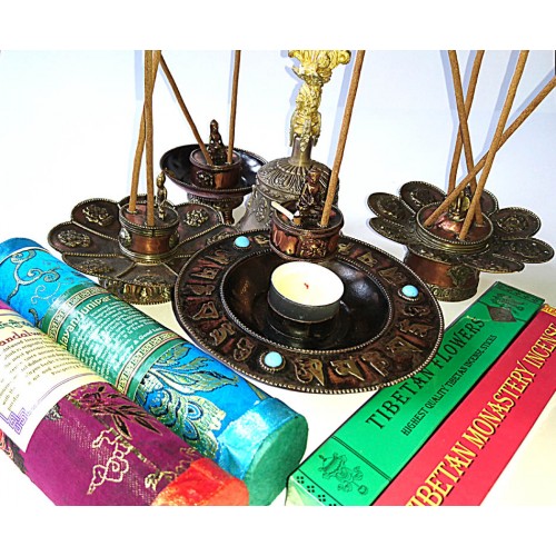 Incence Burner, Copper/Bronze, Lotus flower design, (also Candle burner) - Small Size