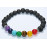 Chakra Braclet (Seven chakra stone and Black Lava Stone), Powerful Stones - 8 mm (app)