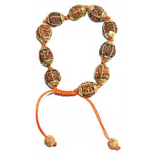 5 Faces Braclet very Speical Designed (knotted and Bronze metal plating) 10 Beads original from Nepal - Small size (12 mm)