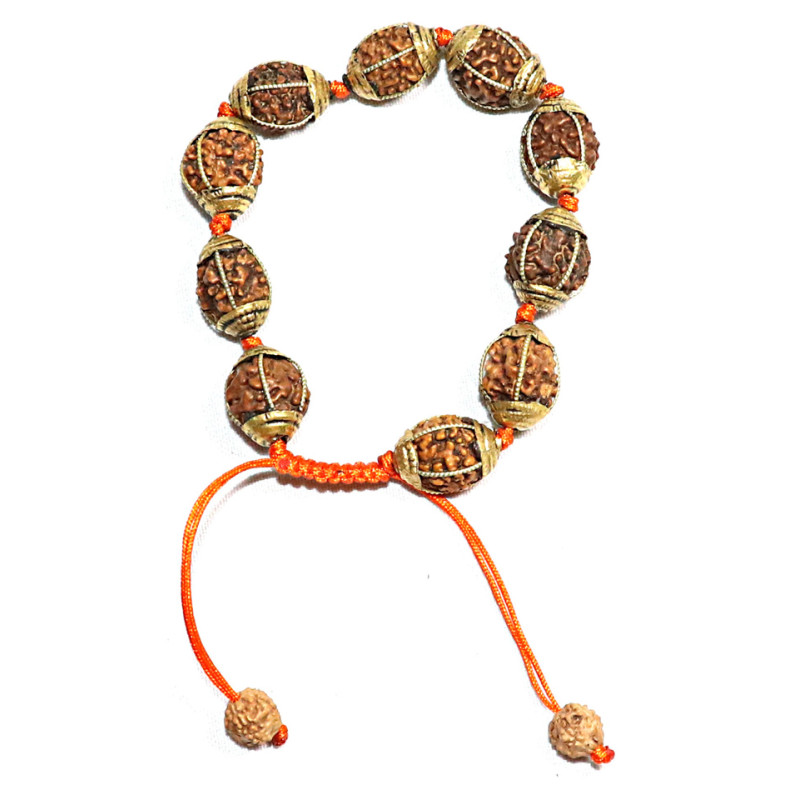 5 Faces Braclet very Speical Designed (knotted and Bronze metal plating) 10 Beads original from Nepal - Small size (12 mm)
