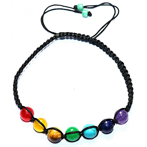 Seven Chakra Knotted Braclet (Seven chakra stone) Powerful Stones - Small size (8 mm) 