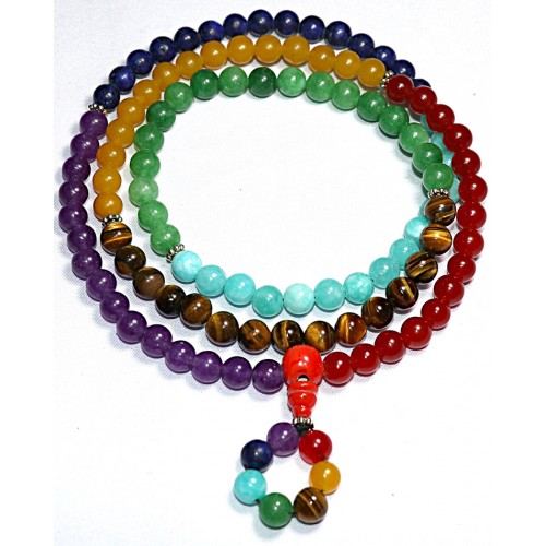 Seven Chakra Mala (Seven chakra stone) Powerful Stones - Large size (8 mm) 