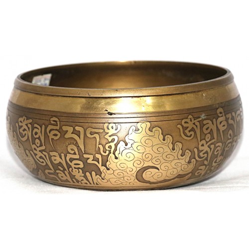 Sedna - Planetary, Therapeutic Brass Etched, Double Bajra Carved, Molded Singing Bowl - Small Size