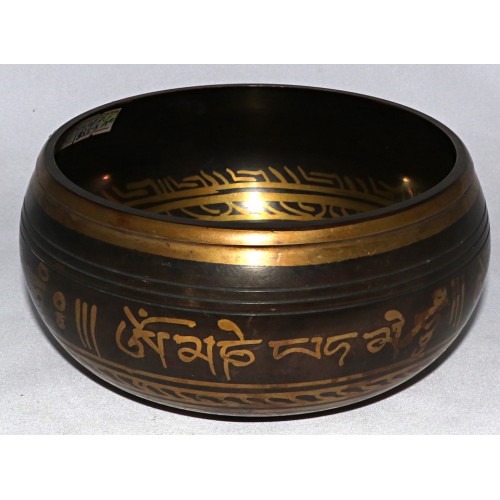 F (FA) - Musical Therapeutic, Brass Normal Etched with Dice, Molded Singing Bowl - Small Size