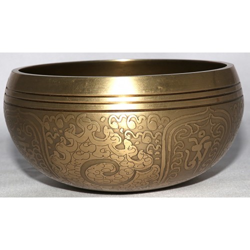 SATURN - Symphonic, Brass Carved, Flower of life, Molded Singing Bowl - Extra Small Size 