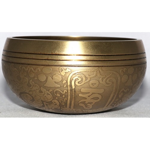 Earth Day (Sound of the Day) - Planetary, Brass Carved, Buddha's eyes/Flower of life, Molded Singing Bowl - Extra Small Size 