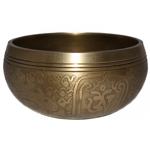 MEDITATION - Symphonic, Brass Carved, Buddha's eyes/Flower of life, Molded Singing Bowl - Extra Small Size 