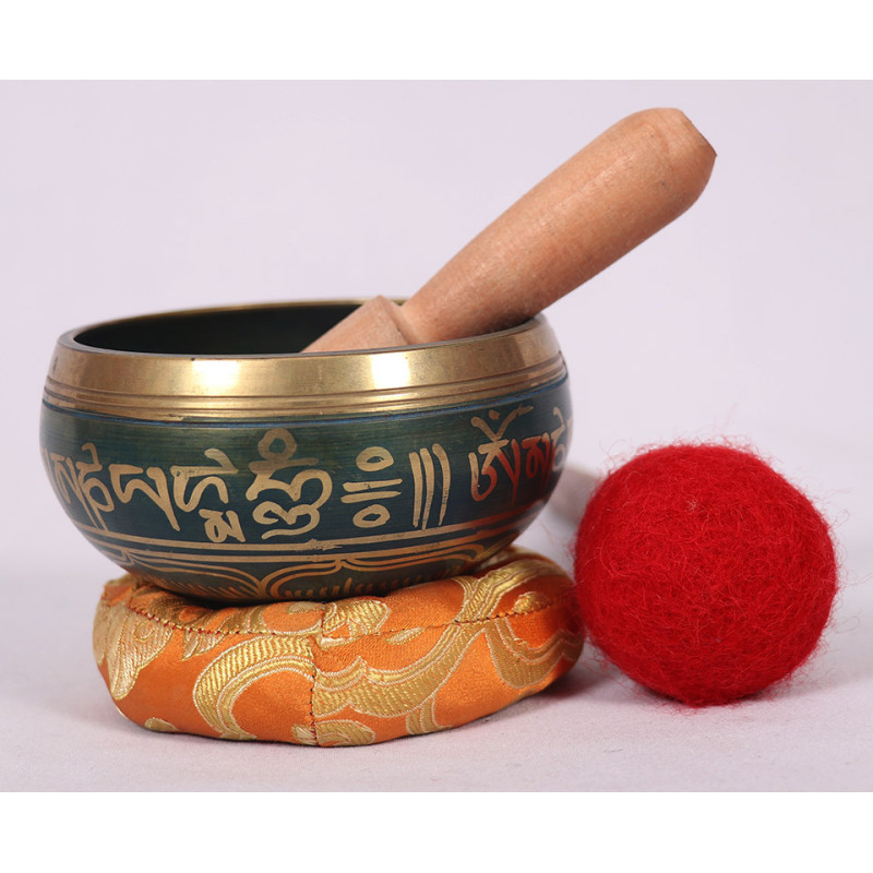 Jupiter - Cast-moulded Brass Golden Etching Blue Buddh Eyes/Ying Yang – Double Bajra - Extra Small Size