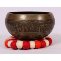 Earthday - Brass, Mantra Carved, Cast Moulded Singing Bowl - Small Size Earthday - Brass, Mantra Carved, Cast Moulded Singing Bowl - Small Size