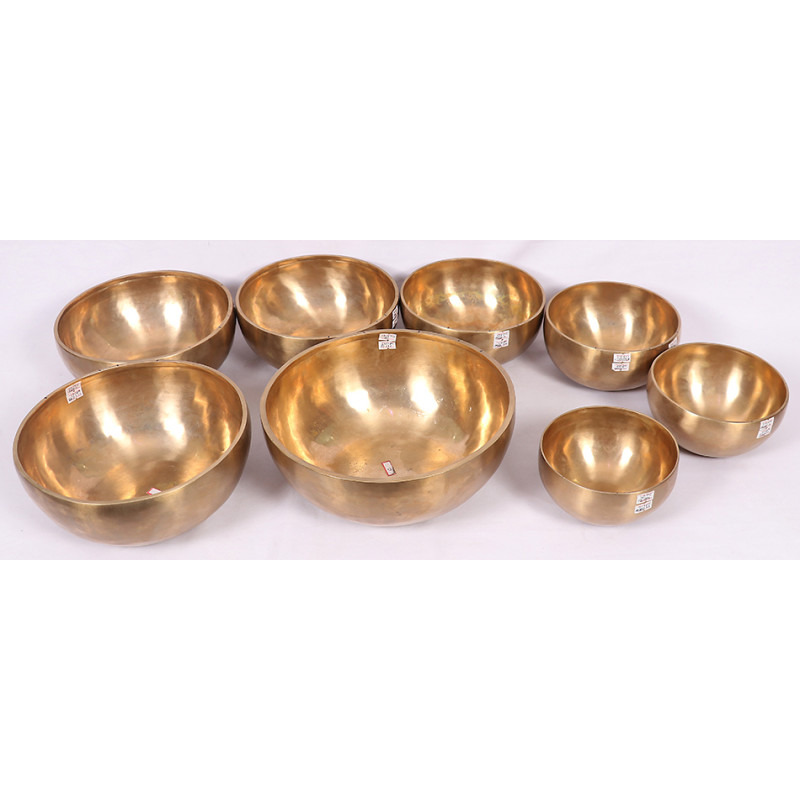 Harmonic Healing,  Musical Signing bowls SET, CHAKRA HEALING, TIBETAN SINGING BOWLS COMPLETE SET OF 7 NOTES/8 BOWLS -12-28.5 Cm