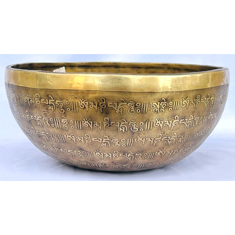Mercury - Planetary, Therapeutic, Handmade, Jambati, Etching, Carving (Om written in Sanskrit / Shakyamuni Buddha ), Singing Bowl - Large Size