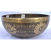 Alpha Waves - Planetary, Therapeutic, Handmade, Jambati, Etching, Carving (Mantra writing / Flower of Life), Singing Bowl - Medium Size Alpha Waves - Planetary, Therapeutic, Handmade, Jambati, Etching, Carving (Mantra writing / Flower of Life), Singing Bowl - Medium Size