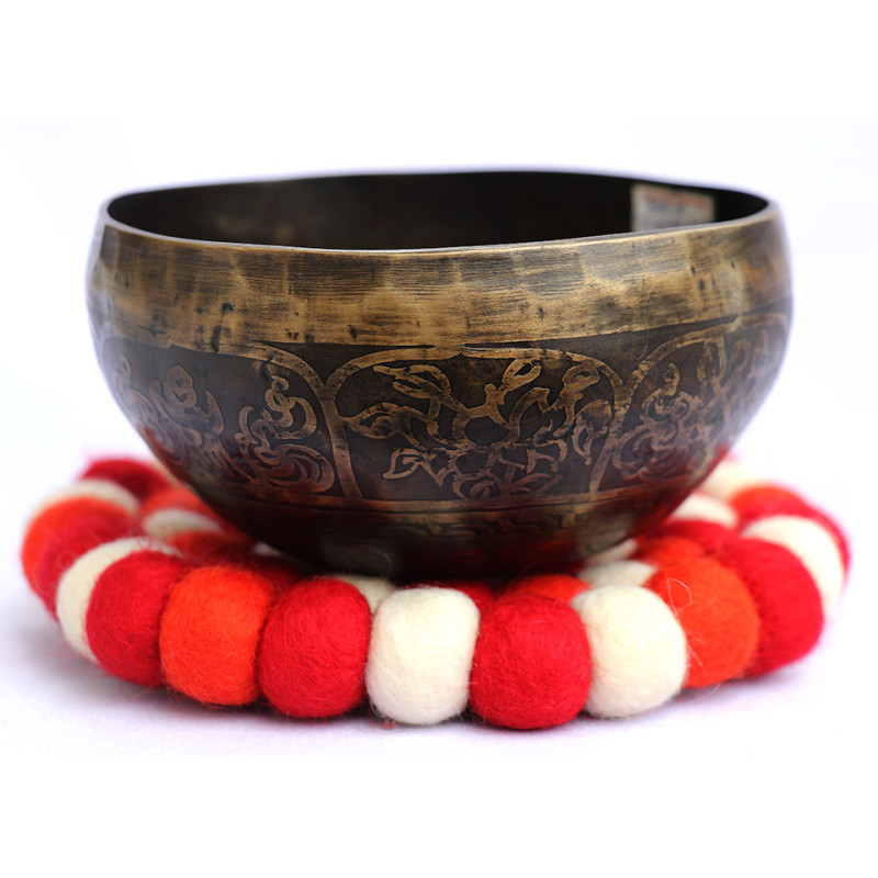 Jupiter - Planetary, Therapeutic, Handmade, Nerabati, Etching, Carving (Om Mani Padme Hum / Shree Yantra Nine Interlocking Triangels), Singing Bowl - Extra Small Size