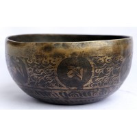 Platonic Year - Planetary, Therapeutic, Handmade, Nerabati, Etching, Carving (Shree Yantra Vector Symbol / Buddha's Eyes), Singing Bowl - Extra Small Size Platonic Year - Planetary, Therapeutic, Handmade, Nerabati, Etching, Carving (Shree Yantra Vector Symbol / Buddha's Eyes), Singing Bowl - Extra Small Size