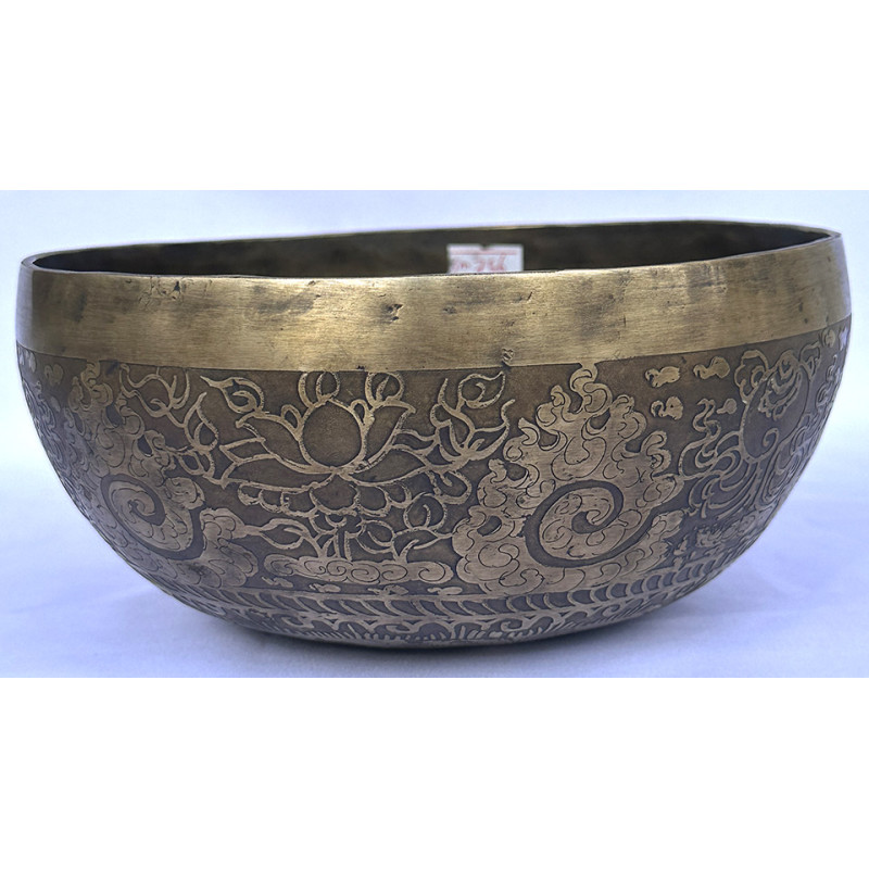 G (SOL) - Musical, Therapeutic, Handmade, Jambati, Etching, Carving (Buddha's Eyes / Endless Knot), Singing Bowl - Medium Size