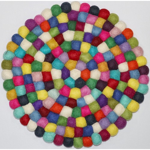 KNOTTED FELT CUSHION FOR SINGING BOWLS, to get best sound  and Safety for any kinds of Singing Bowls, Meditation Cushion, Kitchen table Cushion (Rainbow Color) - Small Size