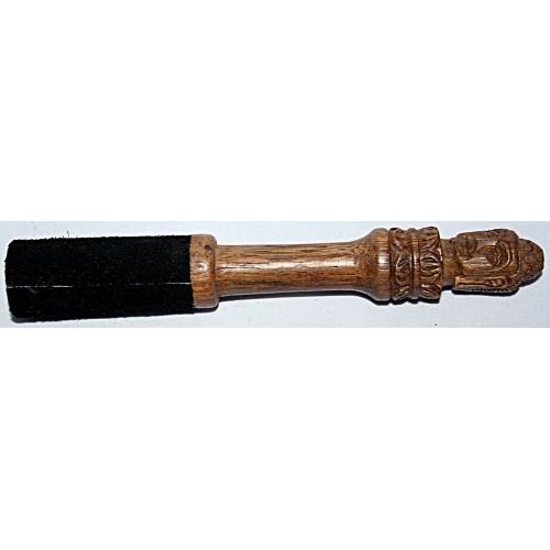 DESIGNED CARVED HANDLE (GOD HEADED) RINGER (Beater/Leather stick/Singing Bowl Stick) to play singing bowls essential - Medium Size