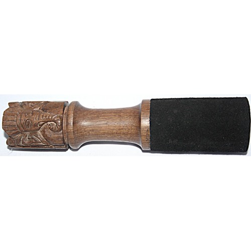 DESIGNED CARVED HANDLE (GOD HEADED) RINGER (Beater/Leather stick/Singing Bowl Stick) to play singing bowls essential - X Large Size