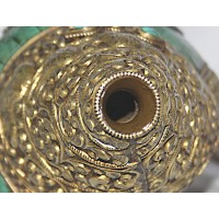 Antique Conch Shell-powerful ancient healing (therapeutic) instrument, Hand work-Turquoise stone-Om Mane Padhme Hum, Green Color - Large Size Antique Conch Shell-powerful ancient healing (therapeutic) instrument, Hand work-Turquoise stone-Om Mane Padhme Hum, Green Color - Large Size