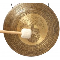 GONG MASTER GOVINDA'S NEW, PROFESSIONAL DESIGN MCE® - Flower of Life with Tree of life with secret mantra in English and Sanskrit language - Large Size GONG MASTER GOVINDA'S NEW, PROFESSIONAL DESIGN MCE® - Flower of Life with Tree of life with secret mantra in English and Sanskrit language - Large Size